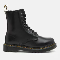 Dr. Martens Women's 1460 Serena Fur Lined Leather 8-Eye Boots - Dark Grey